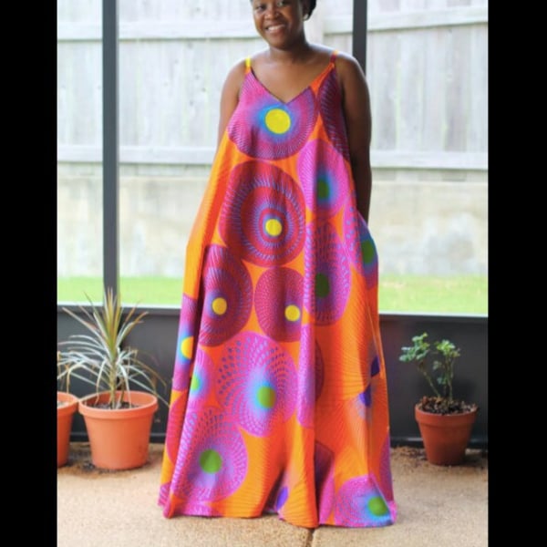 Ankara Maxi dress sewing pattern Midi and Cami Dress Pdf Sewing Pattern and Video Sew Along Workshop | Sizes XS-3X