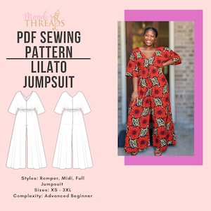 Lilato Ankara Jumpsuit Pdf Sewing Pattern and Video Tutorial - DIGTAL PATTERN DOWNLOAD