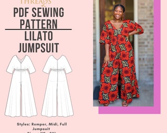 Lilato Ankara Jumpsuit Pdf Sewing Pattern and Video Tutorial - DIGTAL PATTERN DOWNLOAD