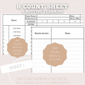 CHEER & DANCE | 8 Count Sheet | Routine Planning | Instant DOWNLOAD