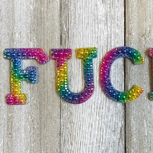 Everyone's Favorite Word Rainbow Gradient Pearl and Rhinestone Patch Set