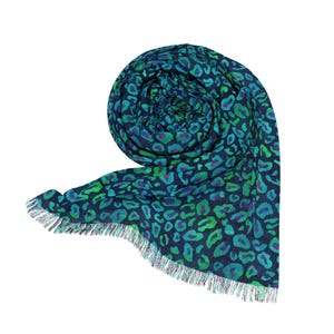 Emerald Leopard Light Scarf Green Animal Print Shawl Wrap