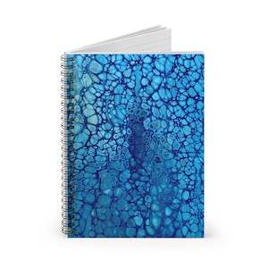 Blue Acrylic Pour Pattern Spiral Notebook | Ruled Lined Journal