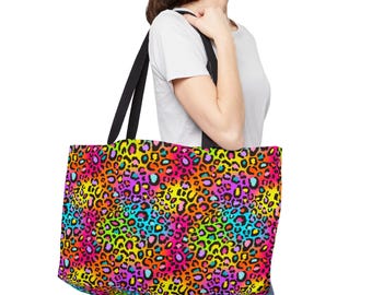 Bespattered Facade neon luipaard weekendtas strandtas