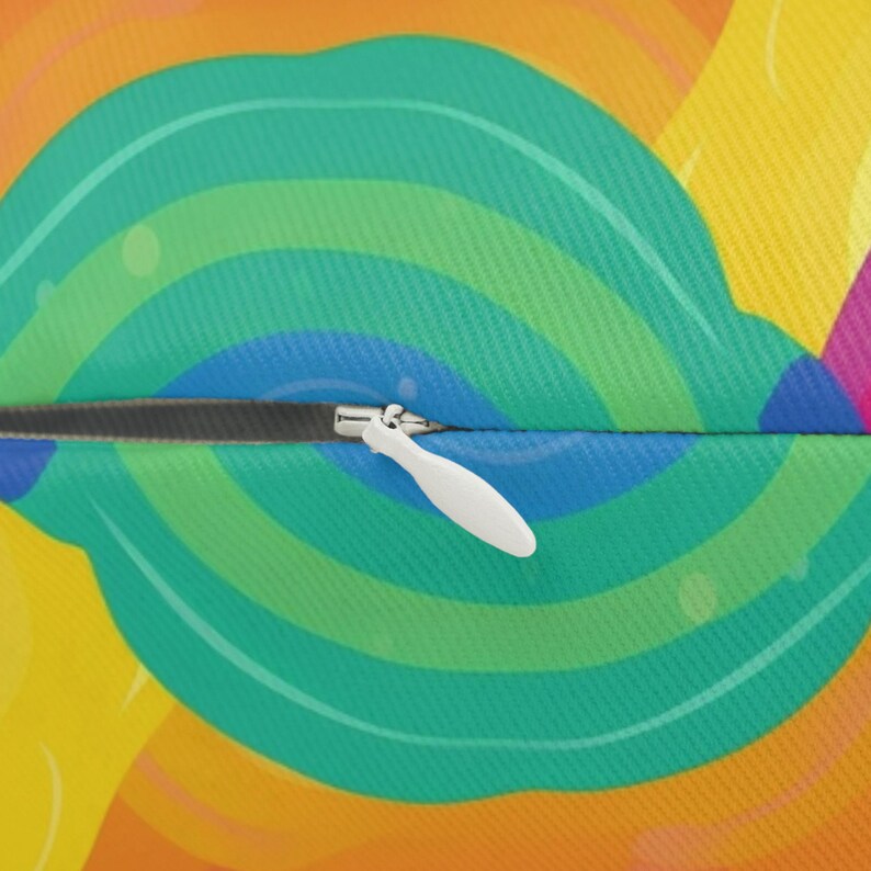 Rainbow Wave Pattern Lumbar Pillow | Colorful Retro Arches image 4