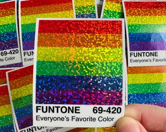 Rainbow Holographic Glitter Sticker: "Funtone" Graphic Art