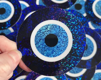 Evil Eye Sticker: Holographic Glitter Protection Symbol