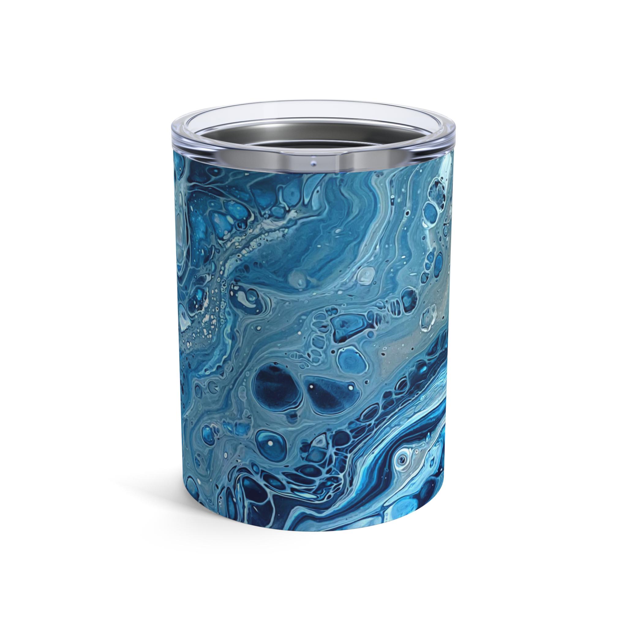 Vaso de acero inoxidable de mármol azul: apto para lavavajillas, 10 oz