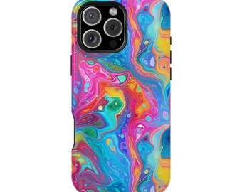 Rainbow Flow MagSafe iPhone Case: Bespattered Facade Design