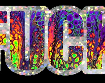 Bespattered Facade Everyone's Favorite Word Glitter Sticker - Neon Lava