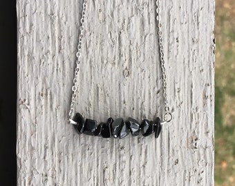 Small Silver Pebble Choker Hagstone Necklace