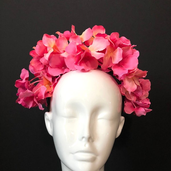 Hot Pink Hydrangea Headpiece