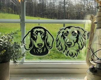 Dachshund | Wiener Dog | Window Cling | Sun Catcher | Holographic | Rainbow Bridge | Long Hair Dachshund | Doxie Gift
