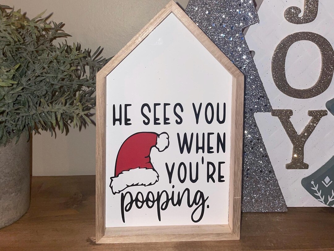 Funny Bathroom Christmas Sign, Humorous Christmas Decor, Bathroom ...