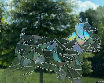 Miniature Schnauzer Window Cling,Schnauzer Decor,Schnauzer Memorial,Schnauzer Christmas Gift,Schnauzer Mom Gift,Gifts for Dog Loss, Rainbow