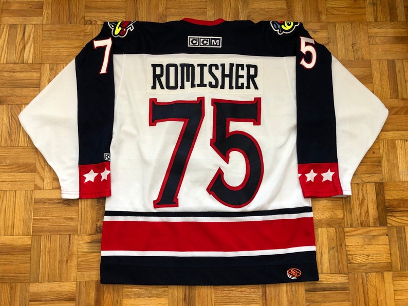 Columbus Blue Jackets 75 Romisher Size Medium Jersey Custom