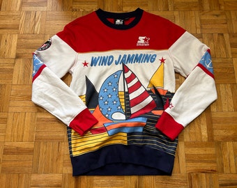 Starter Wind Jamming Sailing Crewneck Sweatshirt Men’s Size S Retro Black Label