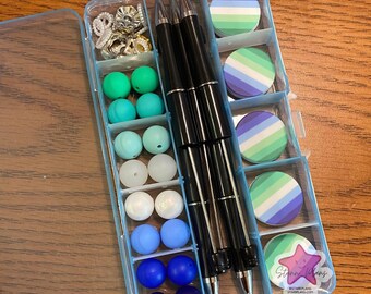 Gay Men Pride Flag DIY Beaded Pen Kit | Beadable Pen Craft Kit