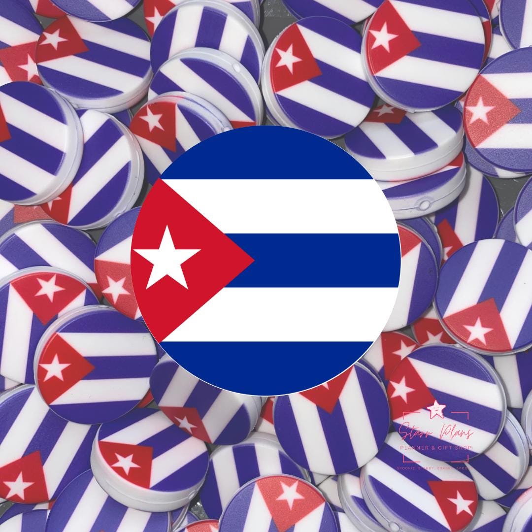 Cuba Flag Silicone Focal Bead - Beadable Pen Beaded Keychains Unique ...
