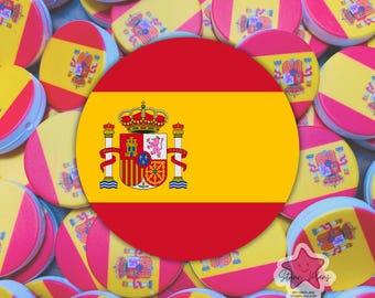 Spain Round Flag Silicone Focal Bead - Craft DIY Supplies World Cup