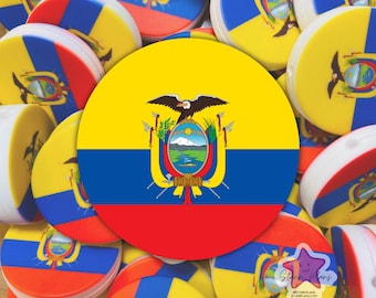 Ecuador Round Flag Silicone Focal Bead - Beadable Pen Beaded Keychains Unique Gifts DIY Supplies World Cup