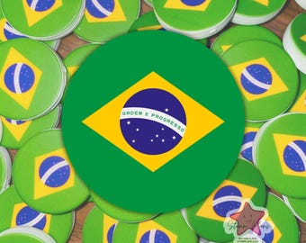 Brazil Round Flag Silicone Focal Bead - Beadable Pen Beaded Keychains Unique Gifts DIY Supplies World Cup