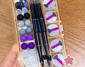 Demisexual Pride DIY Beaded Pen Kit | LGBTQ+ Pride Flag Beadable Pen Craft Kit