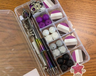 Asexual Pride DIY Beaded Pen Kit | Ace Flag Beadable Pen & Keychain Craft Kit