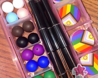 Intersex Inclusive Progress Pride Flag DIY Beaded Pen Kit | Beadable Pen Craft Kit