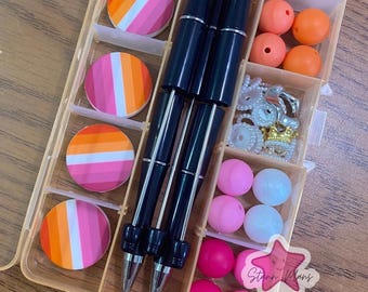 Lesbian Pride Flag DIY Beaded Pen Kit | Beadable Pen Craft Kit