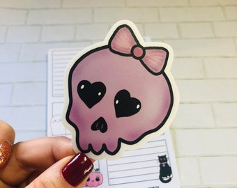 Pegatina de calavera adorable y espeluznante - Pastel Goth, Punk Rock Kawaii