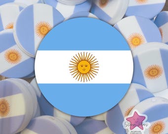 Argentina Round Flag Silicone Focal Bead - Beadable Pen Beaded Keychains Unique Gifts DIY Supplies World Cup