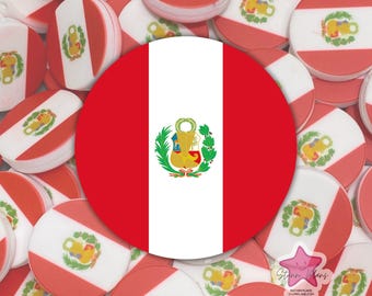 Peru Round Flag Silicone Focal Bead - Beadable Pens and Keychains DIY Crafts