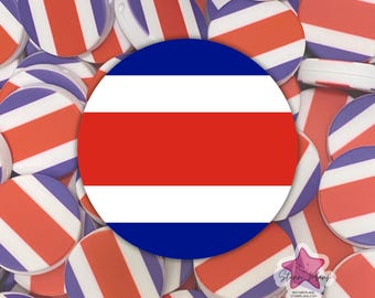 Costa Rica Round Flag Silicone Focal Bead - Beadable Pens and Keychains DIY Crafts