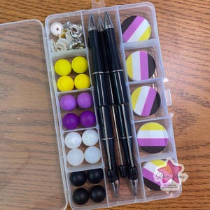 NonBinary Pride DIY Beaded Pen Kit | Non Binary Flag Beadable Pen Craft Kit