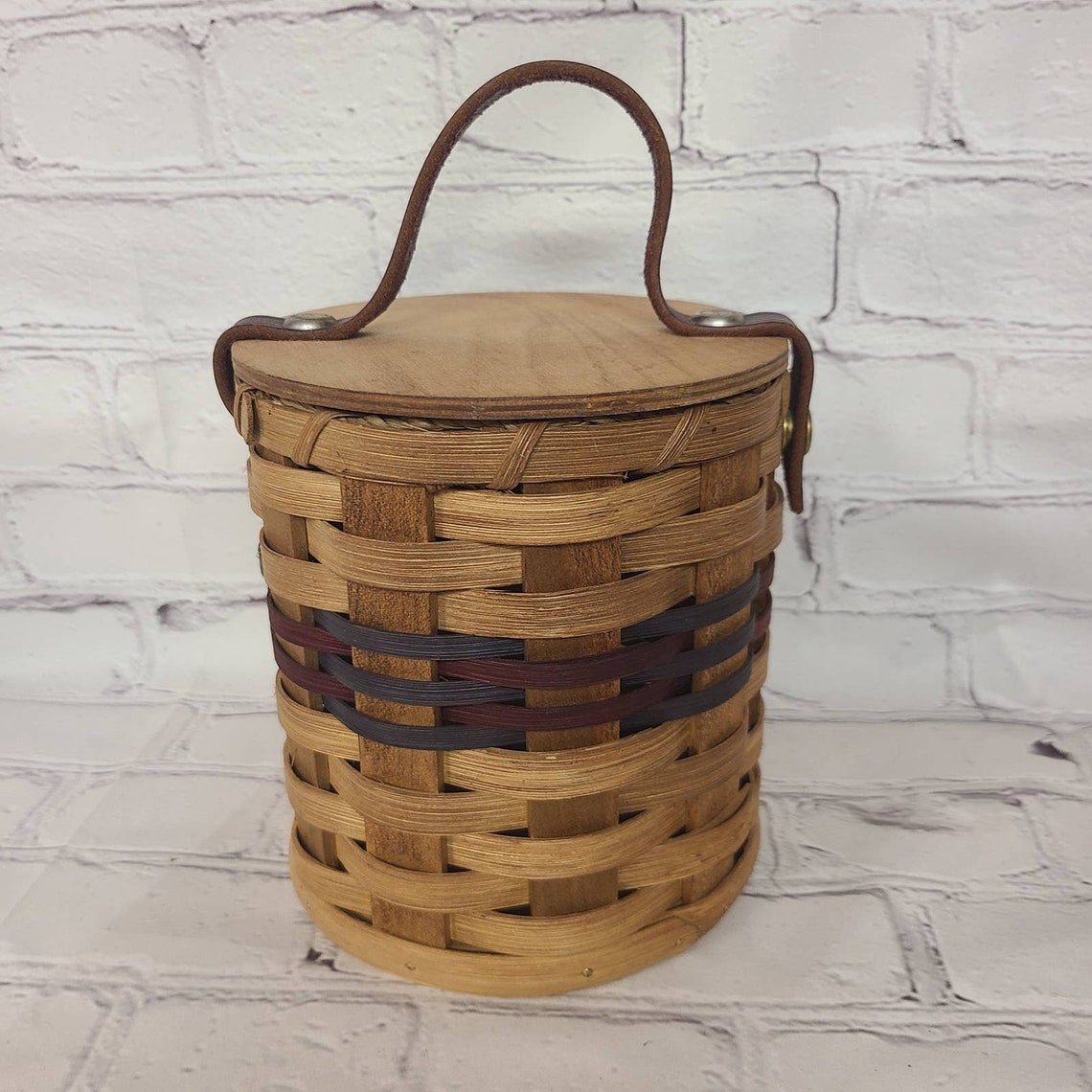 Vintage Beautiful Handmade Amish Basket Leather Handle Etsy