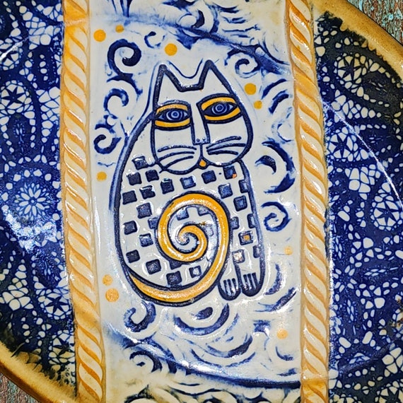 Handmade Oval Pottery Kitty Cat Trinket/Jewelry D… - image 4