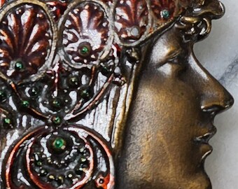 Vintage 1970s Mucha Brass Belt Buckle | Bergamot Works Gypsy 