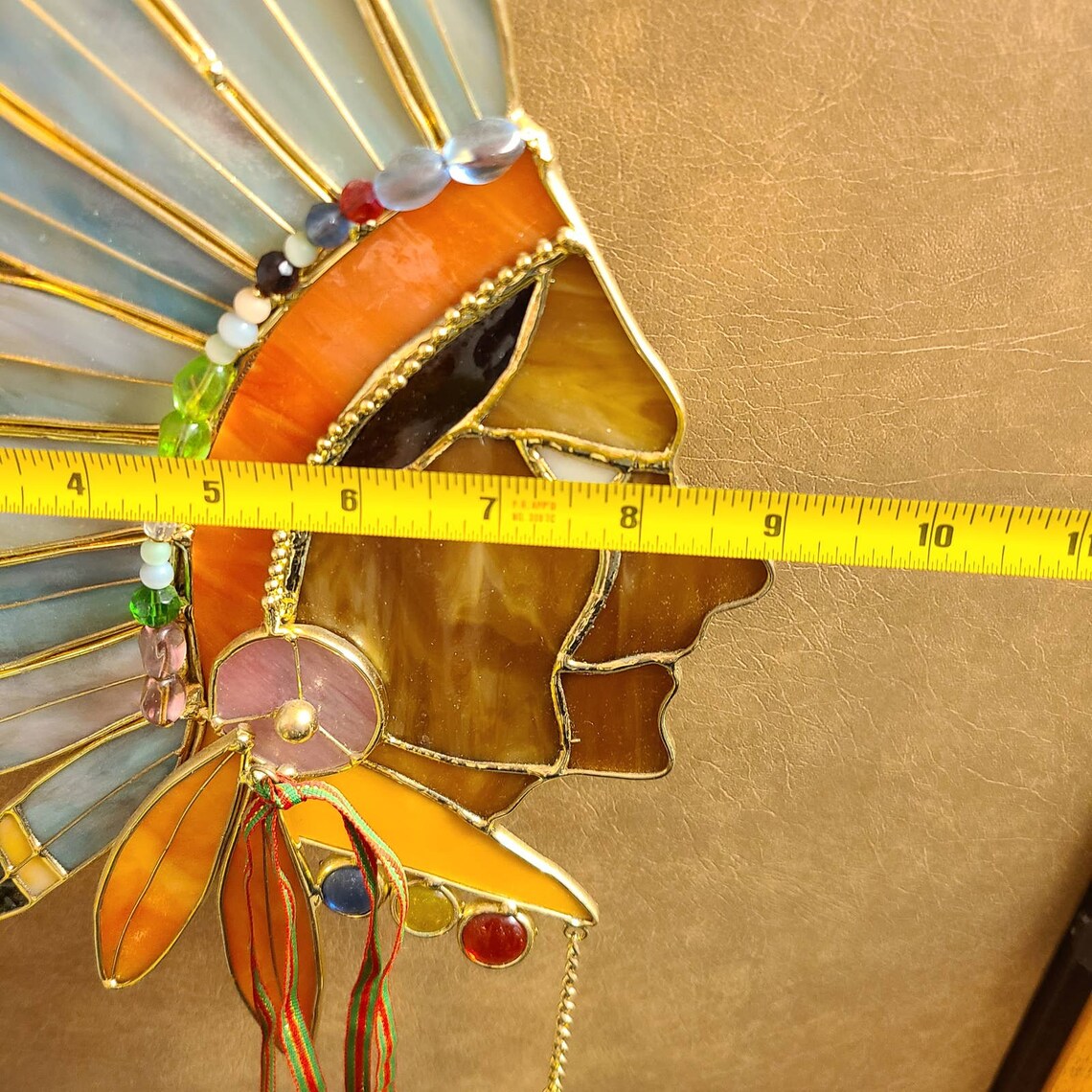 Native American Indian Chief Stained Glass Suncatcher Wall Etsy
