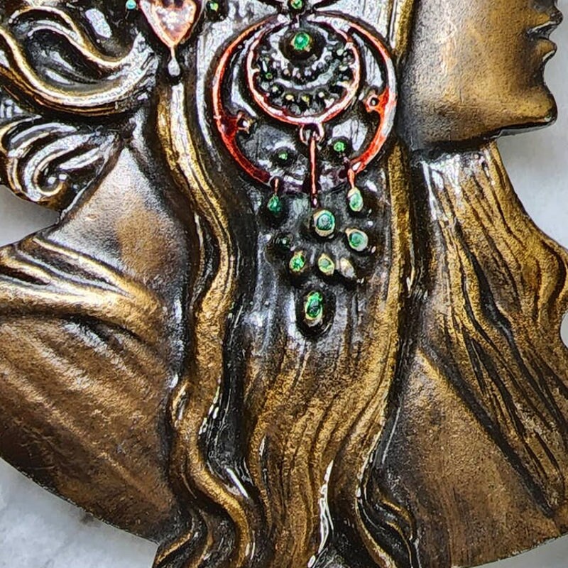 Vintage 1970s Alphonse Mucha Bergamot Brass Works Gypsy Boho  display picture 2