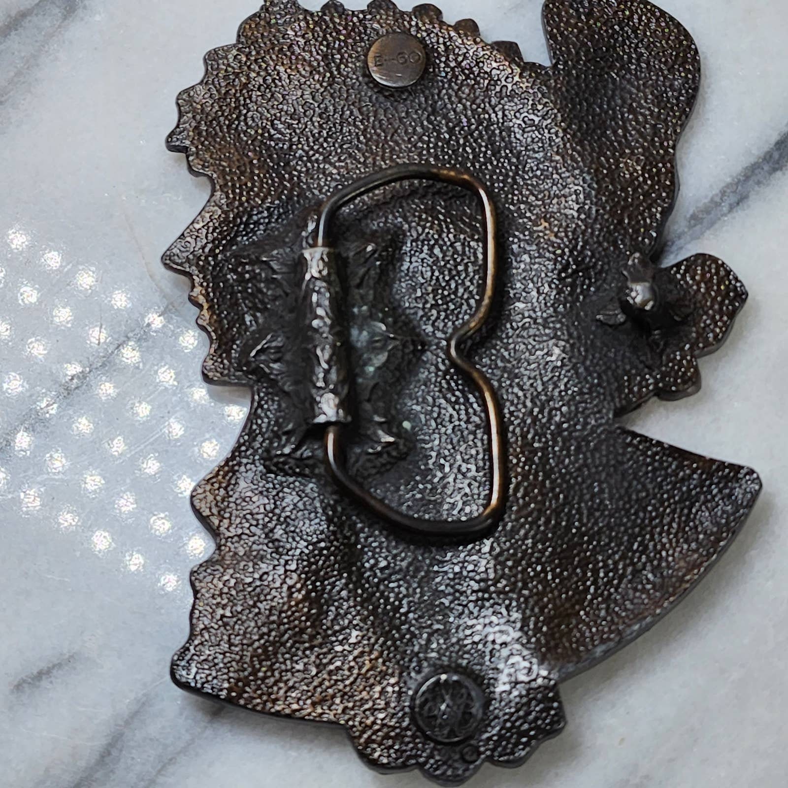 Vintage 1970s Alphonse Mucha Bergamot Brass Works Gypsy Boho Belt Buckle Vintage 1970s Alphonse Mucha Bergamot Brass Works Gypsy Boho  main image 3