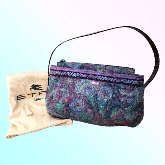 ETRO Milano Floral Carpet-bag Style Handbag Purse Italy 