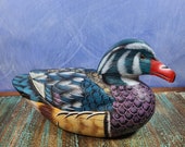 Vintage Hand Carved Wooden Multicolor Duck Decoy Hand Painted 10 quot