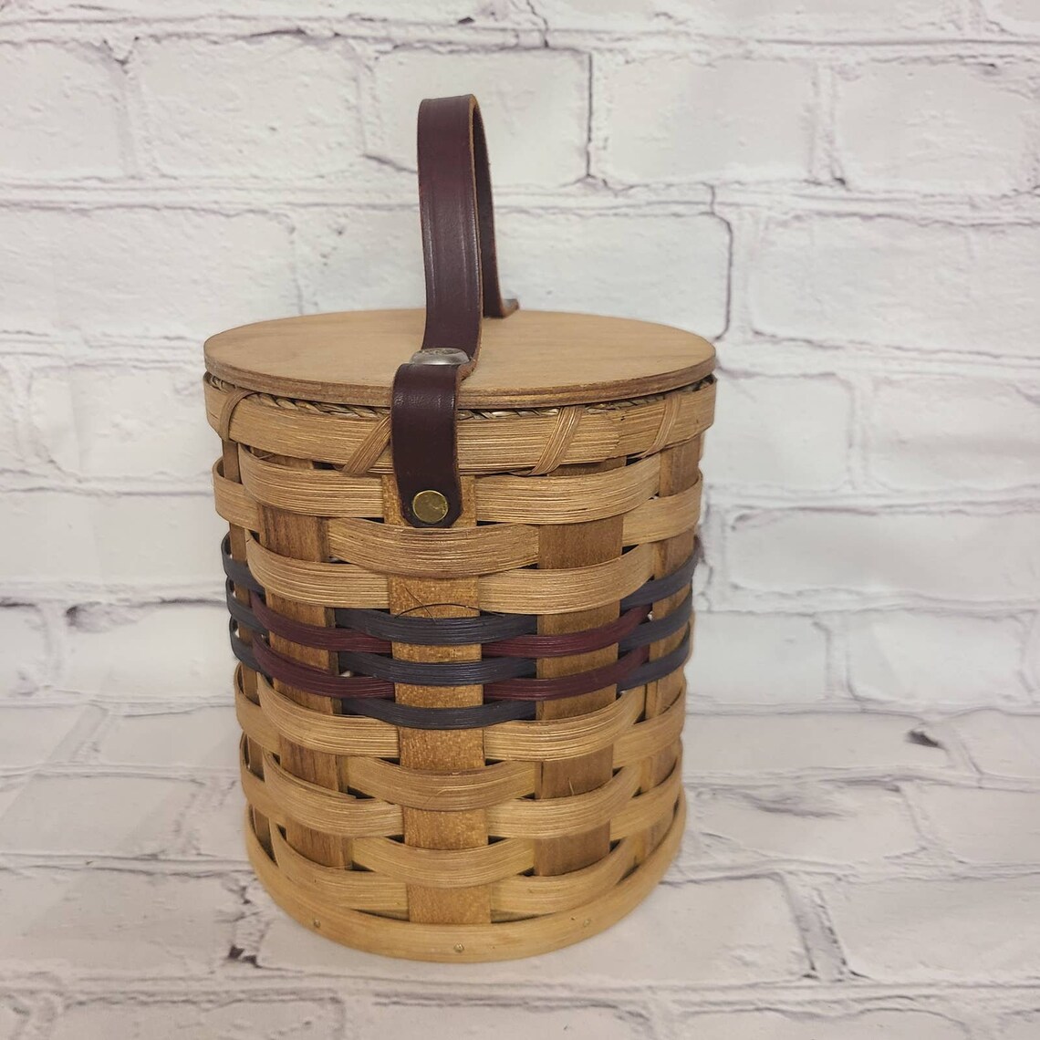 Vintage Beautiful Handmade Amish Basket Leather Handle Etsy