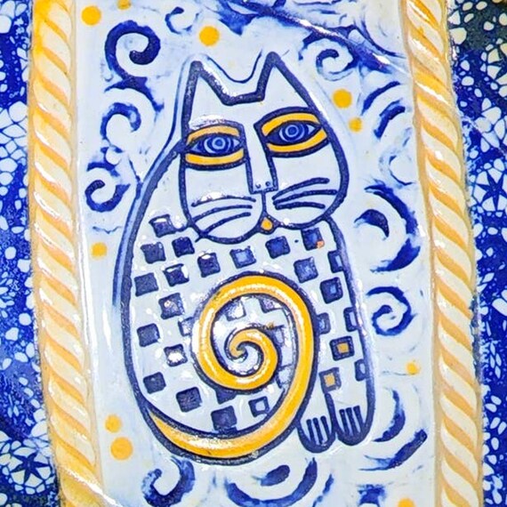 Handmade Oval Pottery Kitty Cat Trinket/Jewelry D… - image 2