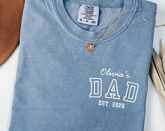 Personalized New Dad Shirt: Kids Name Dad Est Comfort Colors® Tee