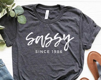 38th Birthday Shirt, 1986 Birthday Gift, Sassy Since 1986, 38 Birthday Party Shirt, 38th Birthday Gift, 38 Birthday Gift Her, 1986 Tshirt