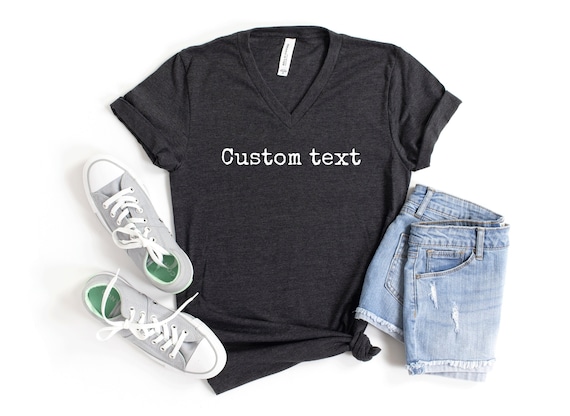 Custom Text V-Neck Shirt: Soft Unisex Tee