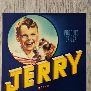 Jerry, NOS, Packing Label, 1930s Graphics