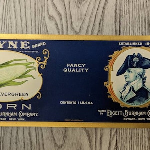 Wayne Brand Corn Label, NOS, Edgett-Burnham Co